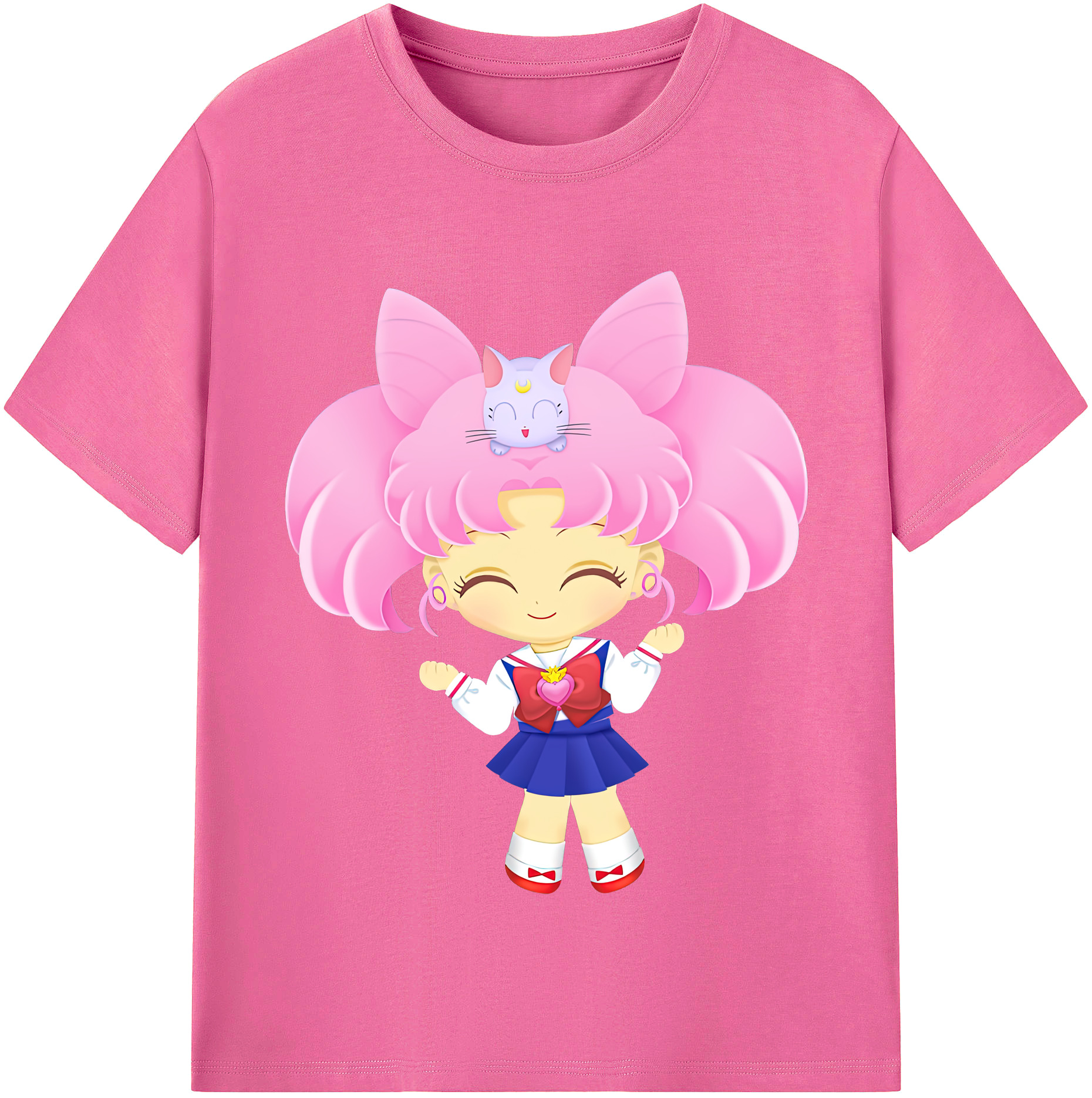 （画像用） 美少女戦士セーラームーン ちびうさ Sailor Moon Chibiusa Tsukino Usagi Small Lady Serenity レディースカジュアルプリントTシャツ（綿100％）